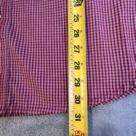 Chaps Mens Red Checkered Long Sleeve Button Down Shirt Easy Care Size XL White - Picture 6 of 6